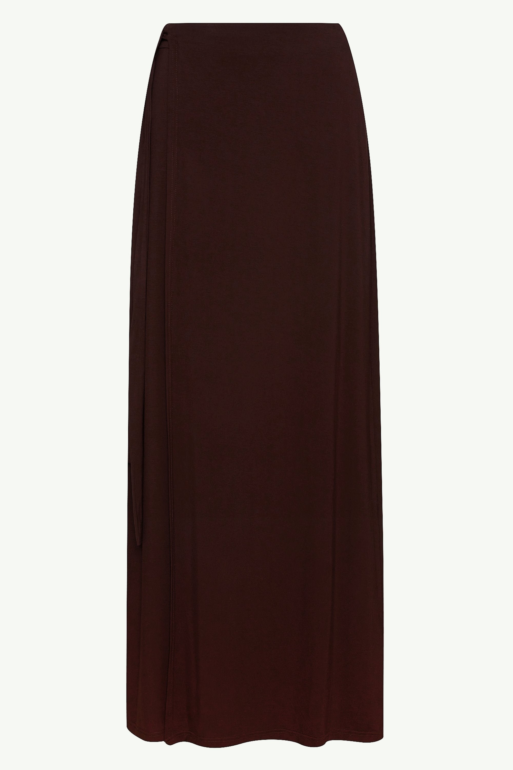 Talia Jersey Wrap Maxi Skirt - Espresso Clothing Veiled 