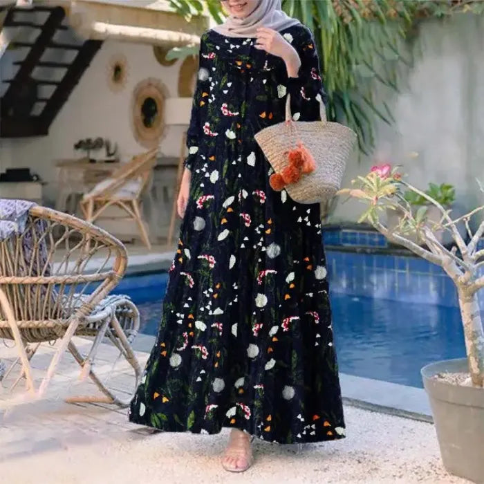 Rayon long Maxi dress flower design