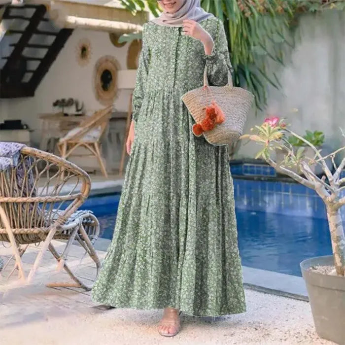 Rayon long Maxi dress flower design